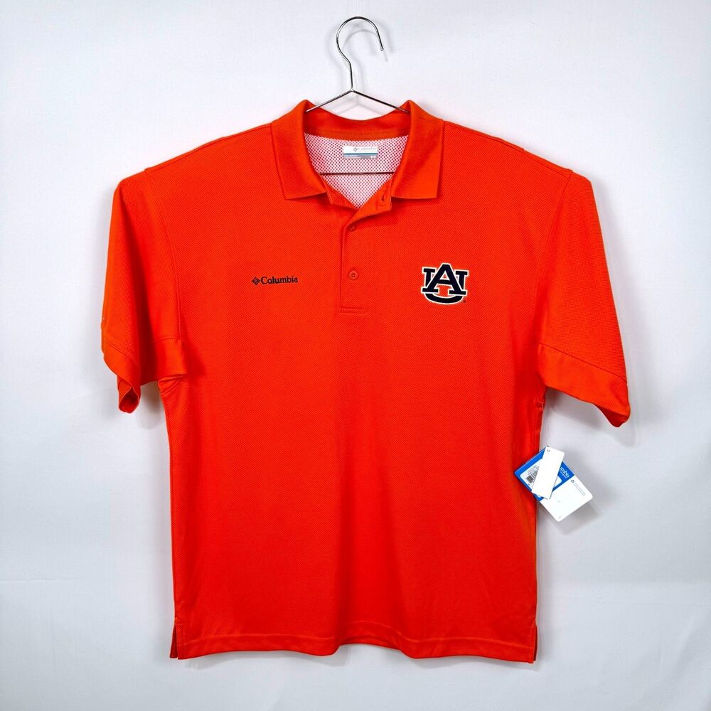 Columbia PFG CLG Auburn Tigers Tamiami Polo Shirt Mens Size Medium SS Orange
